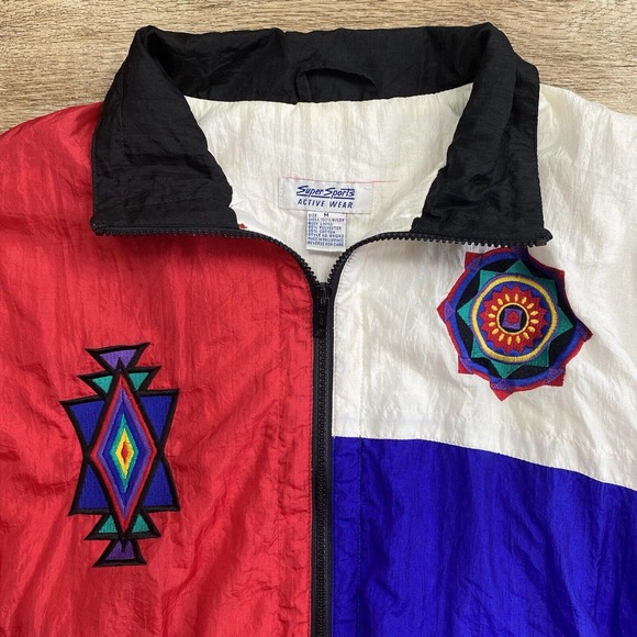 Color block Nylon Windbreaker Jacket Women's Size M - Picture 4 of 8